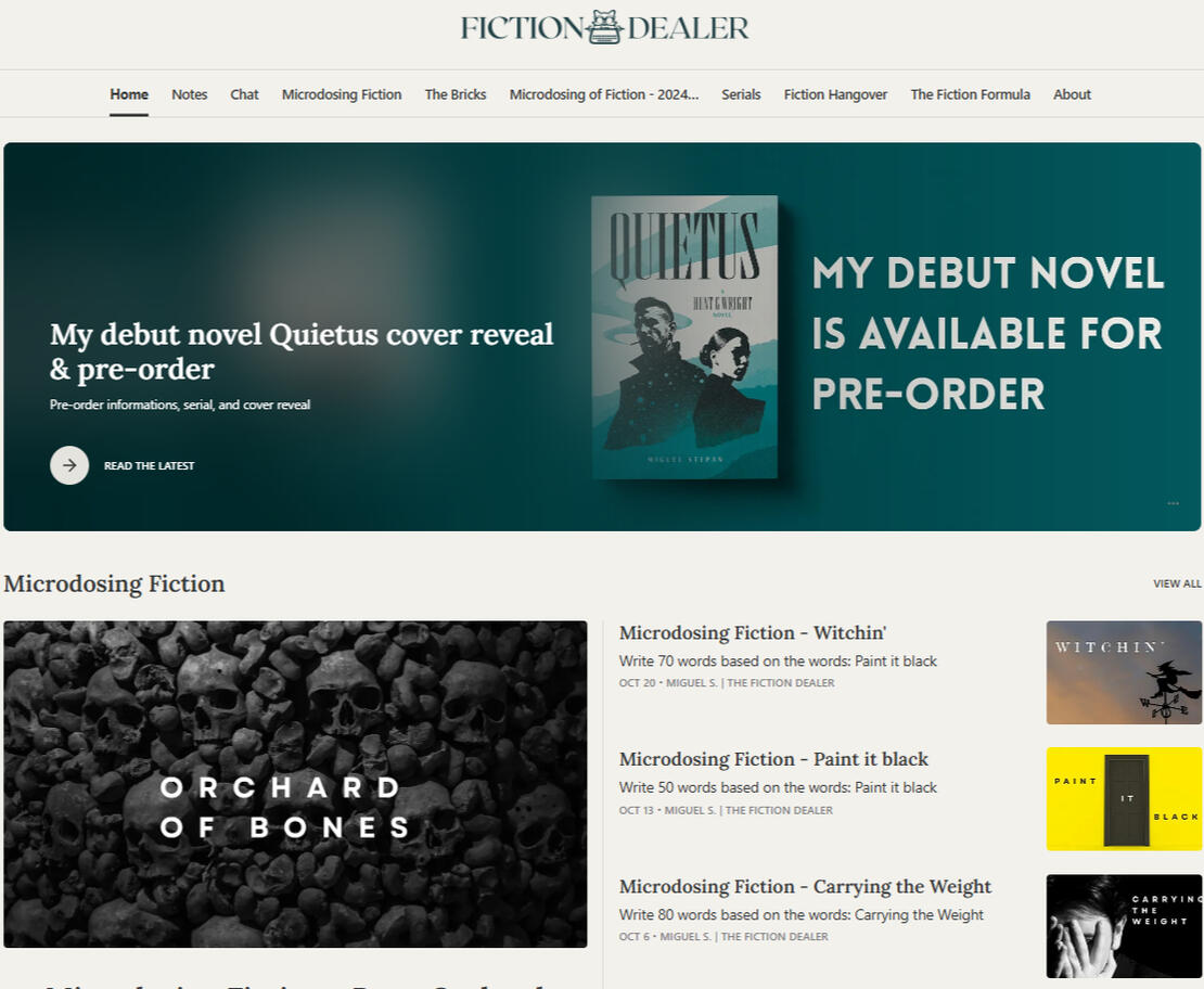 screenshot of my Substack publication